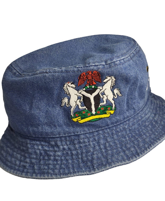 Nigerian Coat Of Arms Denim Bucket Hat